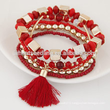 fashion jewelry low moq cheap wholesale beads tassel wrap bracelet